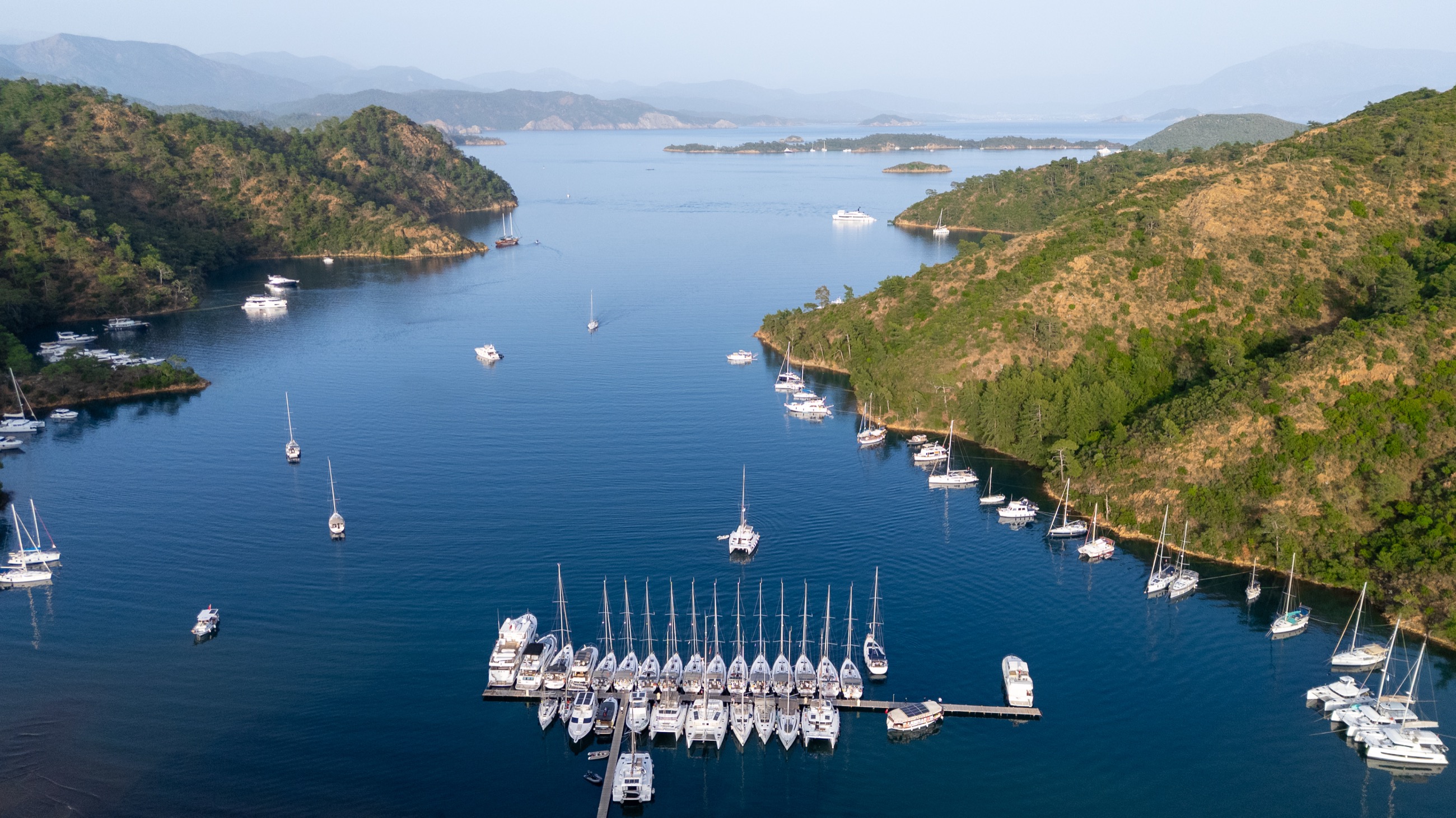 Premium yacht marina in clear blue water